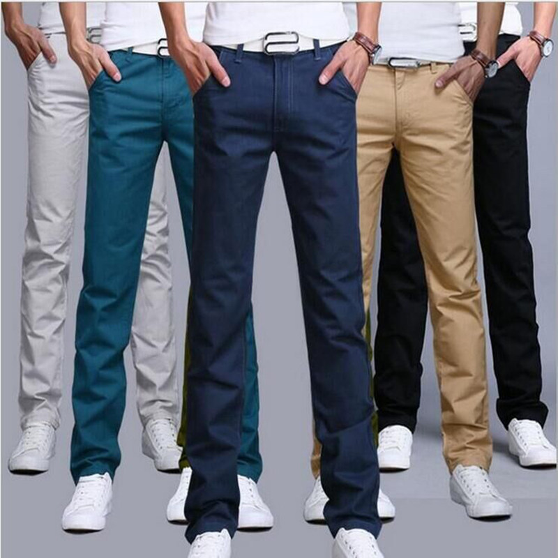 Spring Autumn New Casual Pants Men Cotton Slim Fit Chinos F