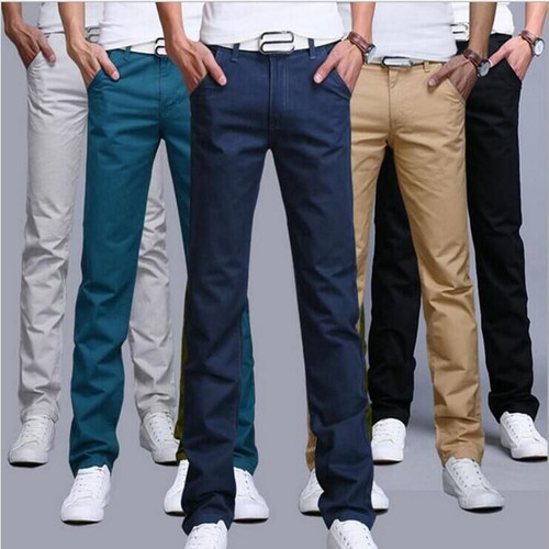 Spring Autumn New Casual Pants Men Cotton Slim Fit Chinos F