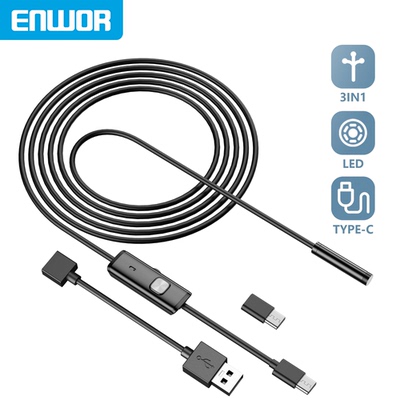ENWOR Industrial Endoscope Camera IP67 Waterproof 5.5mm 7mm