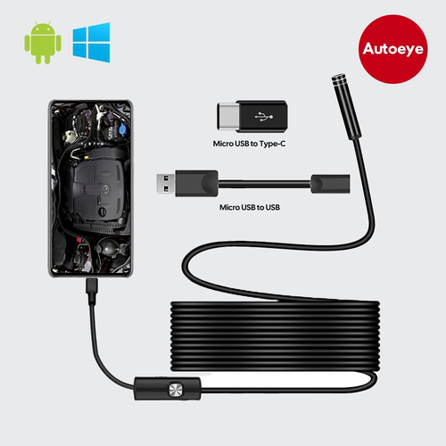 Endoscope Camera 7MM/5.5MM 3 in 1 USB IP67 Waterproof 6 LEDs