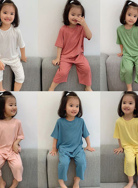 1-6 Years Solid Color Baby Clothes Set Summer Modal Newborn