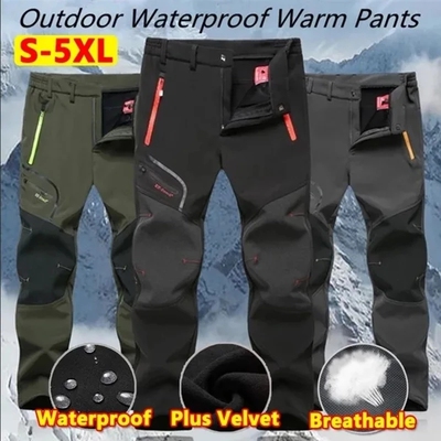 Thin/Thick 2 Styles Men'S Waterproof Pants Outdoor Hiking Ca
