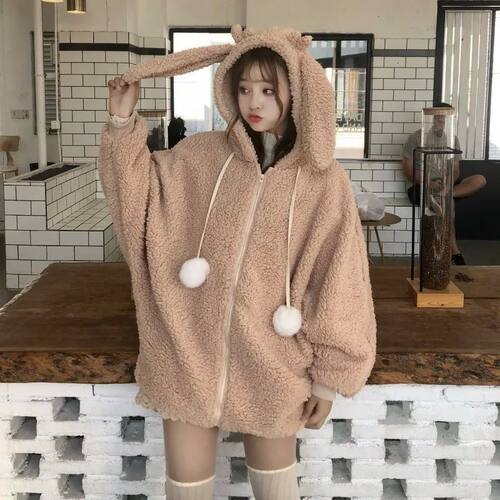 Elegant Faux Fur Hoodie Jacket Women Autumn Winter Warm Soft
