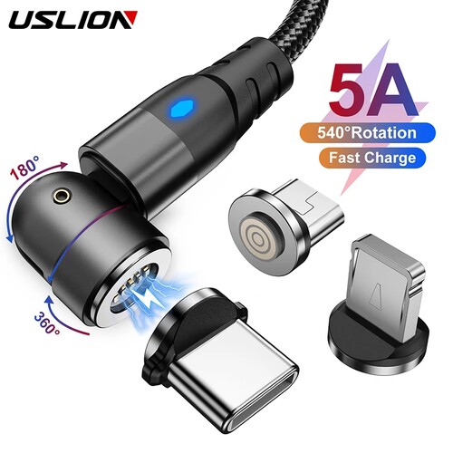 USLION 540 Rotate 5A Magnetic Cable Fast Charging For Mobile