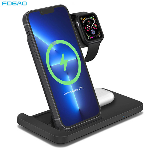 3 in 1 15W Fast Wireless Charger Charging Dock Station For i