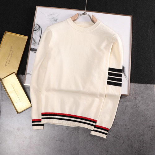 2022 New solid Brand Sweater Mens Pullover Striped Slim Fit