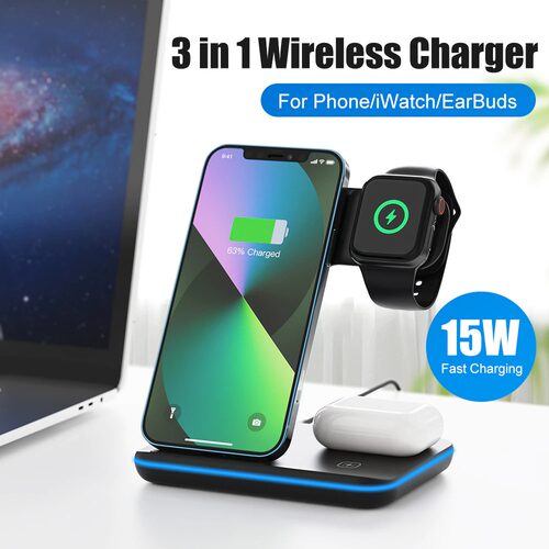Wireless Charger Stand 15W Qi Fast Charging Station Dock for