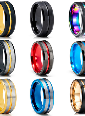 FDLK 8MM erkek paslanmaz ?elik yüzük mavi k?rm?z? g?kku?a?