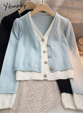 Yitimoky Knitted T Shirts for Women Fall Winter  New Korean