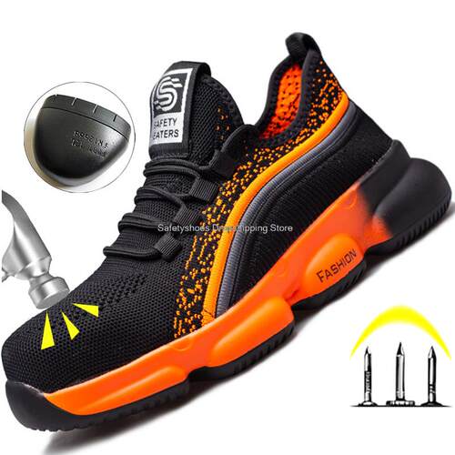 Men's Safety Shoes Men Steel Toe Work Sneakers Puncture Proo