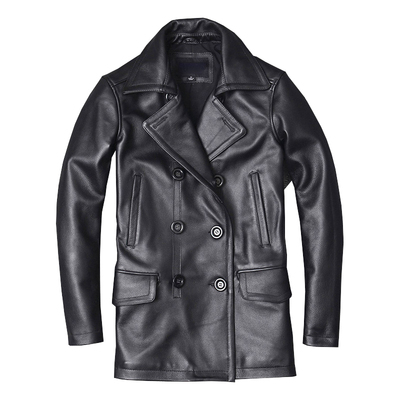 New Men's Genuine Leather Jacket Male Cowhide Overcoat Autum