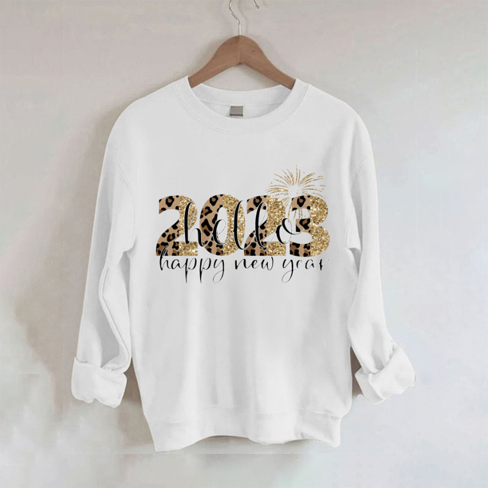 Happy New Year Casual Crew Sweatshirts 2023 Fashion  Long Sl