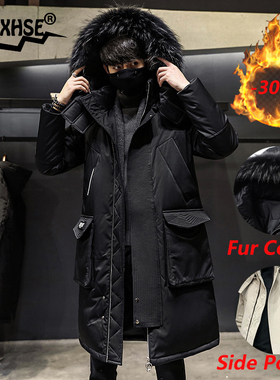 Winter New Male Casual Long Parka Overcoat Outdoor Multi-poc