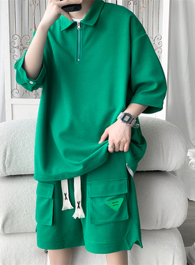 Plus Size 5XL-M Fashion Waffle Loose Casual Men's Sets Simpl