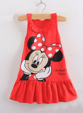 Minnie Mouse Cartoon Print Baby Children Girls Kids Dress C