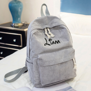 Personalized Corduroy Women Schoolbag Customized Embroidered
