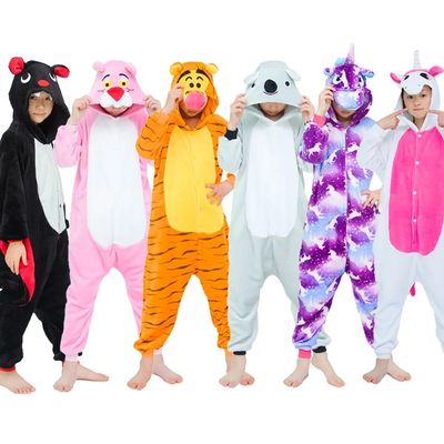 Girls Flannel Animal Pajamas Sets Kids Winter Hooded Animal