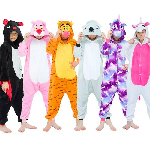 Girls Flannel Animal Pajamas Sets Kids Winter Hooded Animal