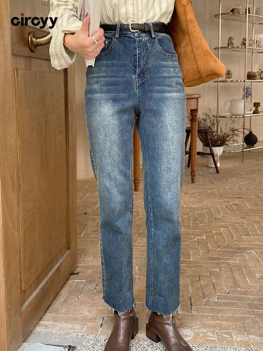 Circyy Jeans Women High Waisted Denim Pants Ankle Length Pan