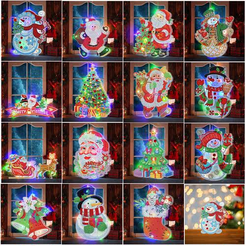 DIY Diamond Painting Christmas Pendant With LED Light Diamon
