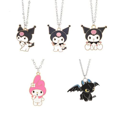 Kawaii Sanrio Plush My Melody Kuromi Devil Alloy Necklace Ca