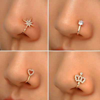 1Pcs Women Fake Piering Nose Ring Clip Septum Rock Hip Hoop