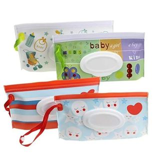 Baby Wet Wipes Tissue Box Flip Cover Snap-Strap Wipes Holder