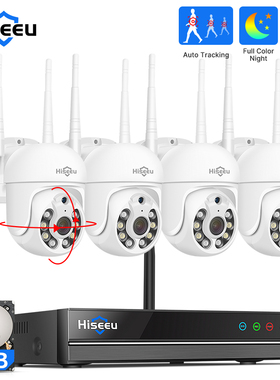 Hiseeu 10CH 3MP 5MP Wireless WiFi CCTV System NVR Outdoor AI