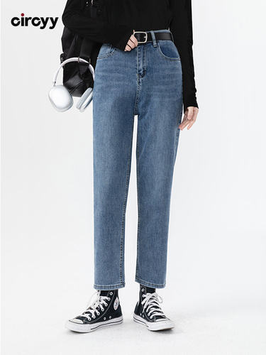 Circyy High Waisted Jeans Women Autumn  New Navy Blue Harem