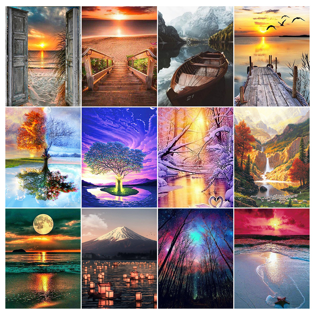 Landscape 5D Diamond Painting Beach Lake Abstract e Diamond