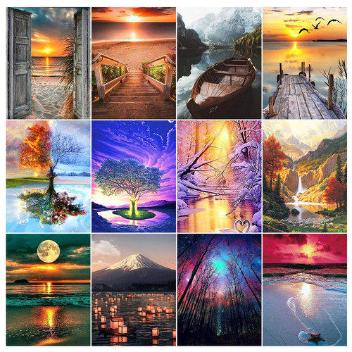 Landscape 5D Diamond Painting Beach Lake Abstract e Diamond