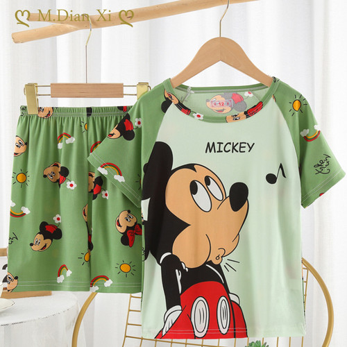 Children Cartoon Mickey Pajamas Boys Girls Summer Suit Soft