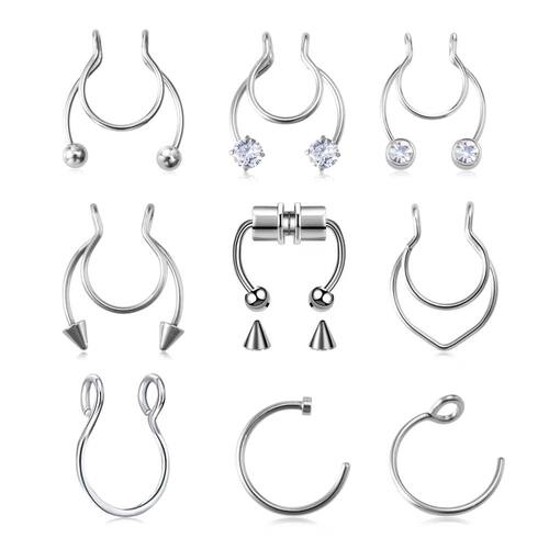 1pc Fake Nose Ring for Women Men 20G Surgical Steel Faux Pie