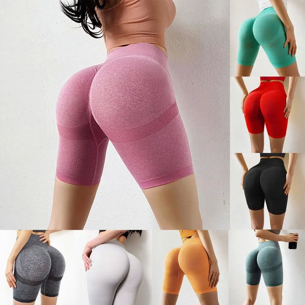 Women Summer Quick Drying Solid Color High Waist Hip Lift Sp