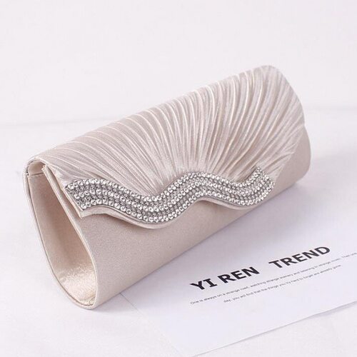 Women Rhinestone Evening Bags Fashion Satin Wedding Purse En