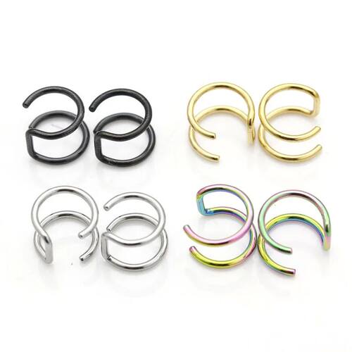 2pcs Women Lips Rings Medical Titanium Steel Fake Nose Ring