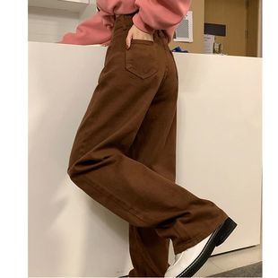 Vintage Baggy Brown Jeans Women's Setwear Straight Loose Hig