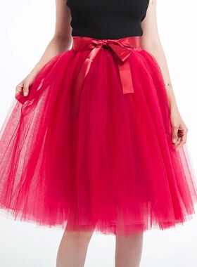 5 Layer 65cm Knee Length Tulle Skirt Elegant Pleated Tutu Sk