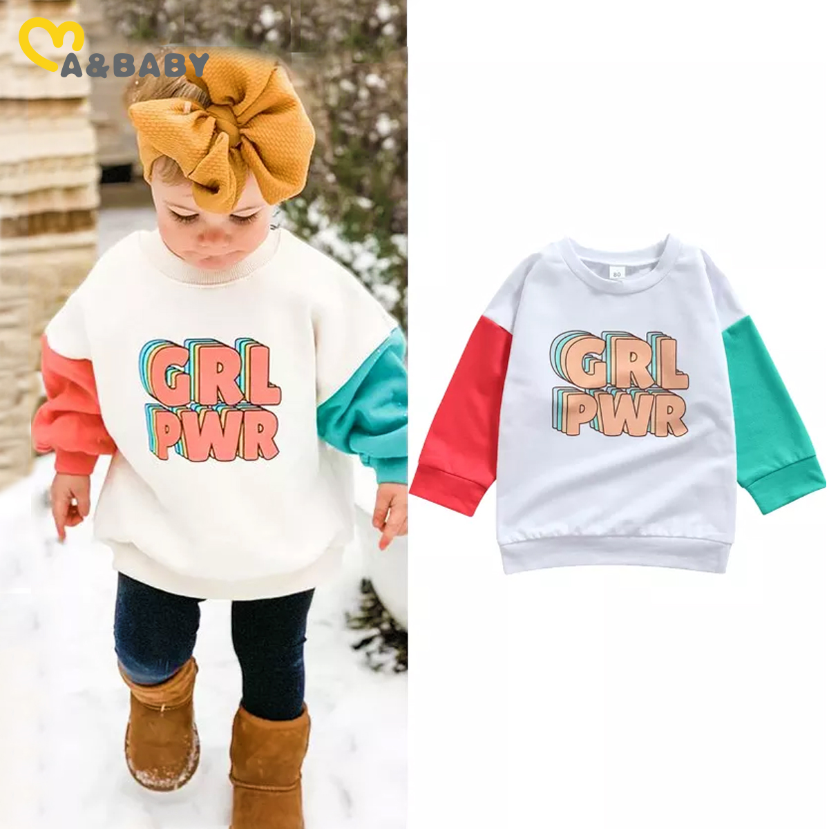 Ma&Baby 1-6Y Autumn Kids Baby Girls Sweatshirt GRL PWR Lette