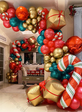 Christmas Balloons Arch Red White Metallic Silver Candy Cane