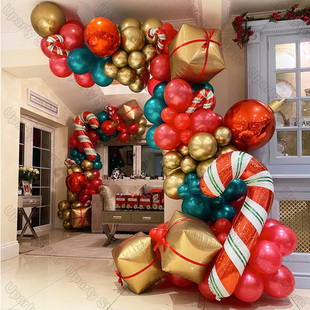 Christmas Balloons Arch Red White Metallic Silver Candy Cane