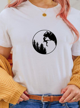 Mountain Climbs Print Harajuku Top Women T-shirt Casual Ladi
