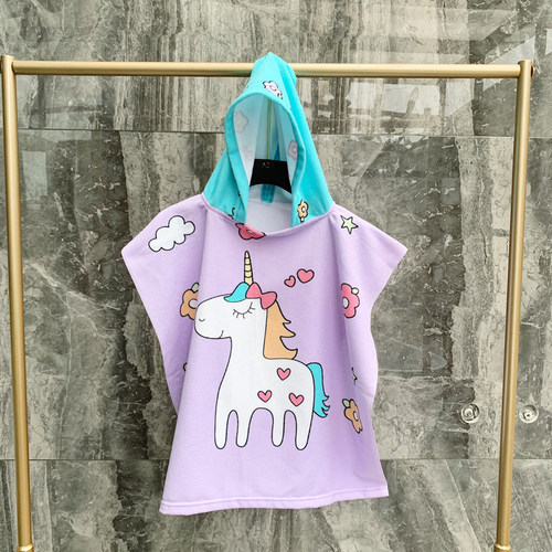Hooded Beach Towel Baby Cape Towels Soft Poncho Kids Bathing
