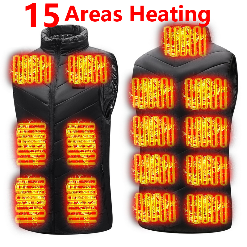 15 Areas Usb Heated Jacket Men Women Electric Heated Vest He