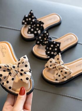Baby Kids Girls Summer Beach Slippers, Toddlers Dots Bow Ope