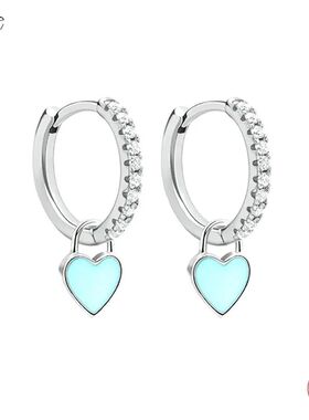 Aide Silver Color Hoop Earrings With Cute Candy Neon Color E