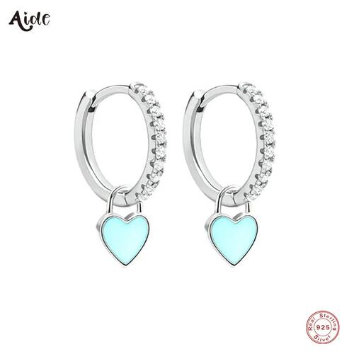 Aide Silver Color Hoop Earrings With Cute Candy Neon Color E