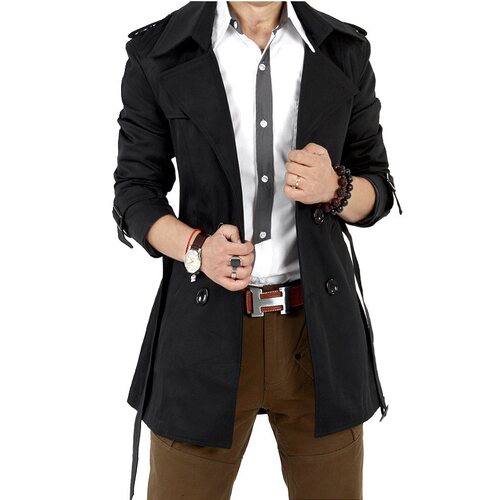 Men's Windbreaker Jacket Vintage Black Khaki Spring Autumn B