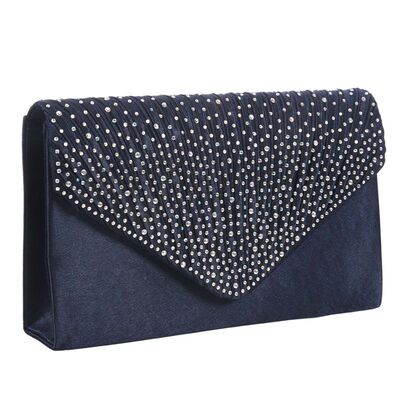 Womens Silk face Diamond Clutches Shoulder Bag Evening Brida