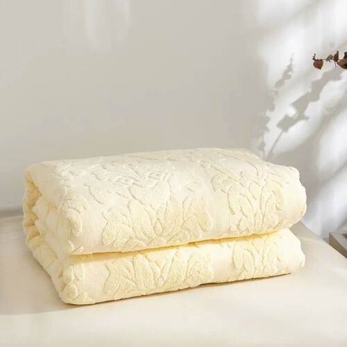 Jacquard Cotton Towel Thread Blanket for Adults Kids Soft Br